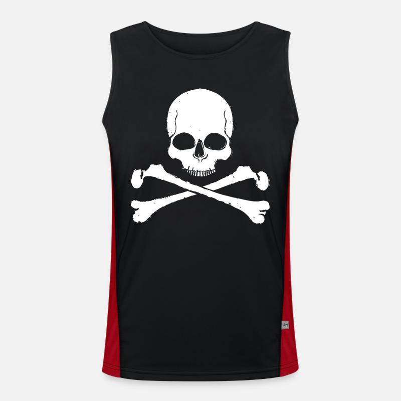 Skull Cross Pattern Skull - Men's Functional Contrast Tank Top  - black/red