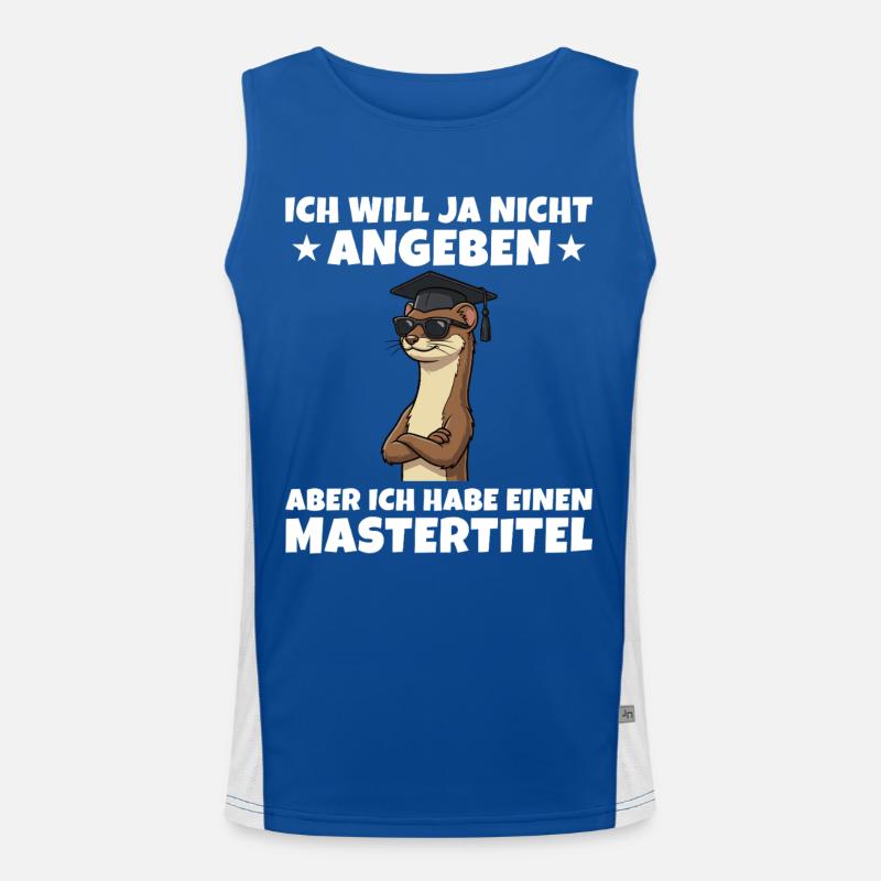 Mastertitel geschafft Wiesel Studium Abschluss Funktionelles Kontrast-Tank Top für Männer 