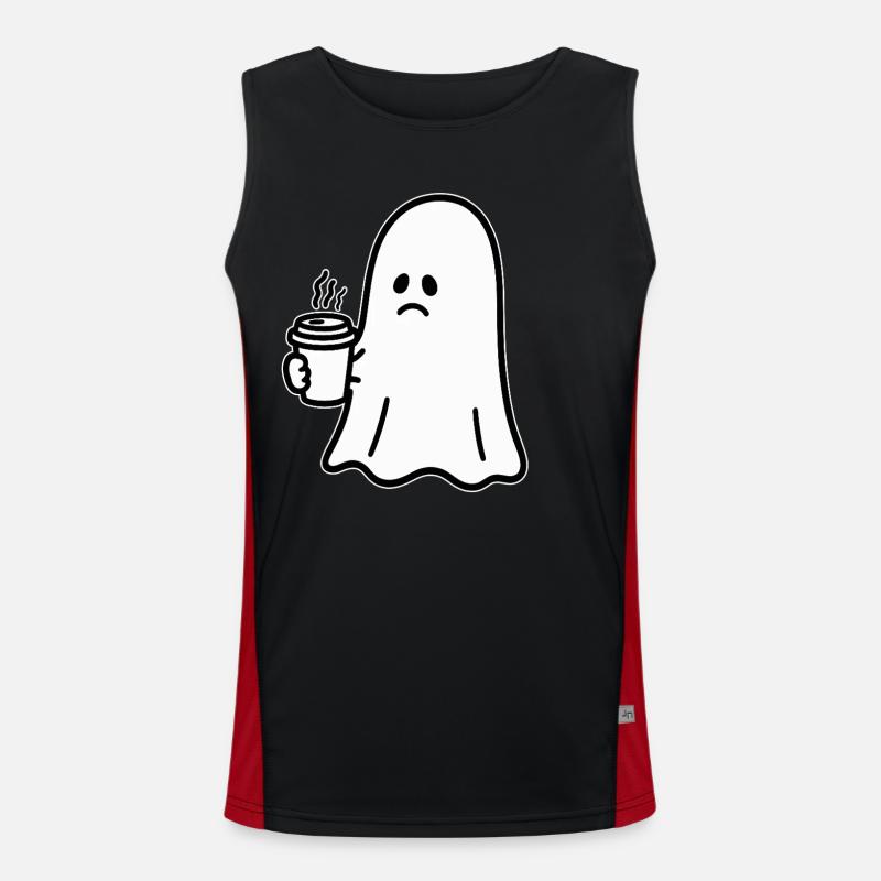 Geist Kaffee Halloween Süßes oder Saures - Funktionelles Kontrast-Tank Top für Männer  - Schwarz/Rot