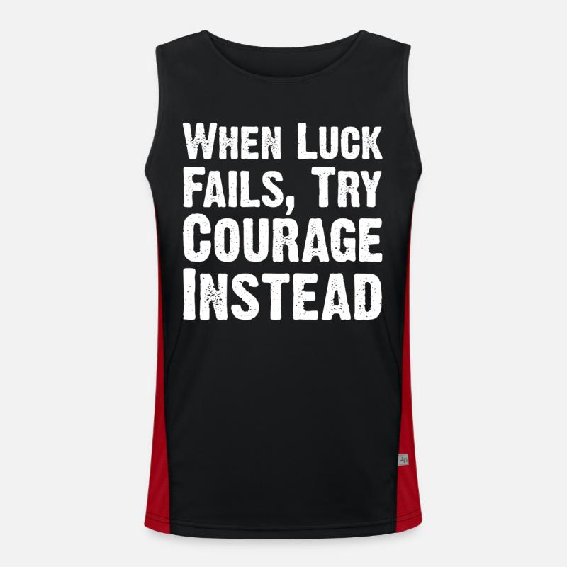 Courage Over Luck Quote Tee - Men's Functional Contrast Tank Top  - black/red