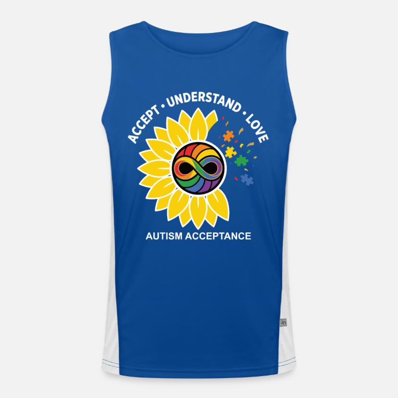 Autism Acceptance Sunflower Icon Men's Functional Contrast Tank Top 