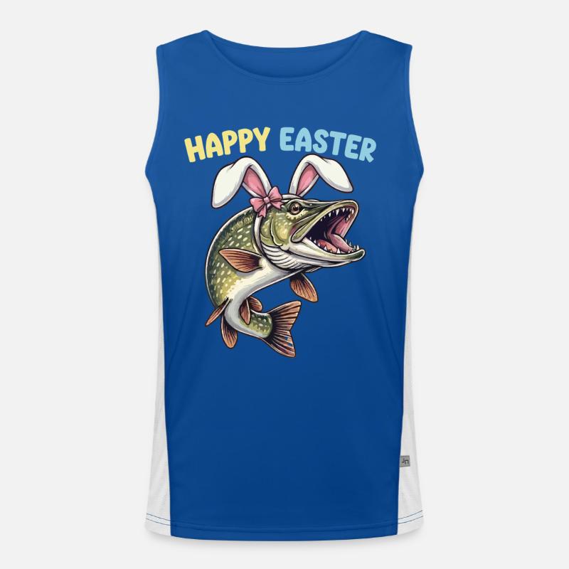 Osterfisch Hecht mit Hasenohren Funktionelles Kontrast-Tank Top für Männer 