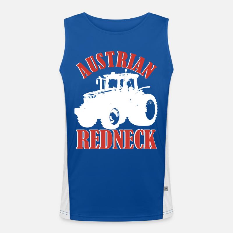 Austrian Redneck – Alpenstil mit Traktor und Bier  Funktionelles Kontrast-Tank Top für Männer 