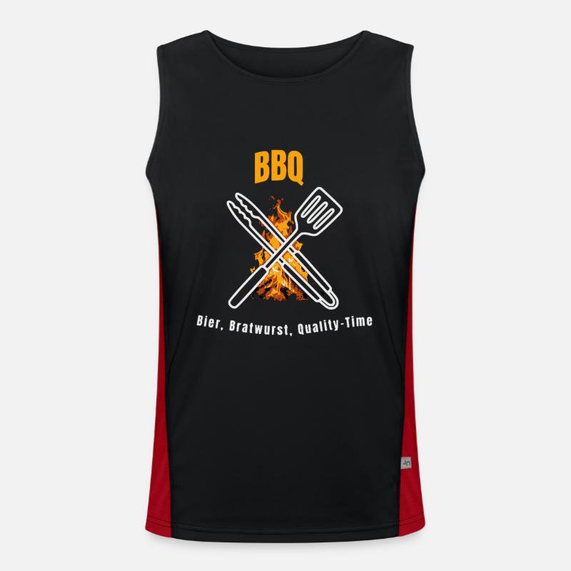 BBQ Beer Bratwurst Quality Time - Men's Functional Contrast Tank Top  - black/red