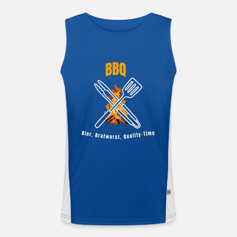 BBQ Bier Bratwurst Quality Time Funktionelles Kontrast-Tank Top für Männer 