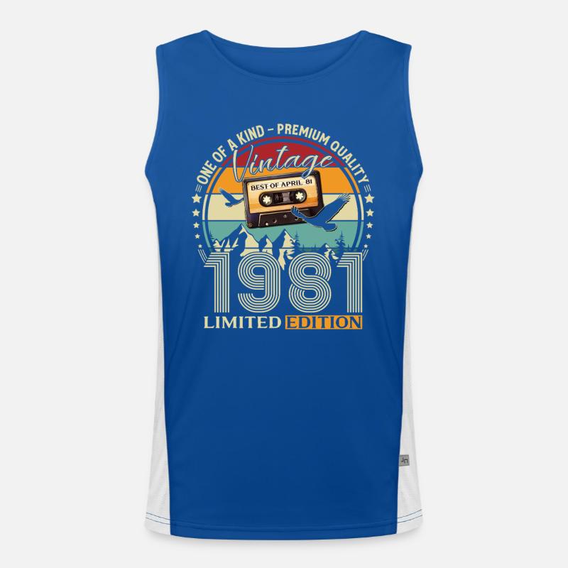 45. Geburtstag Geschenk Mann Best of April 1981 Funktionelles Kontrast-Tank Top für Männer 