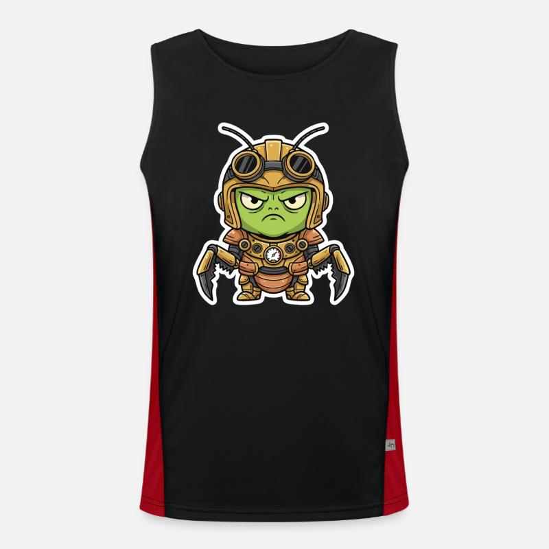 Locust Engineer Steampunk Armor Brass - Men's Functional Contrast Tank Top - black/red