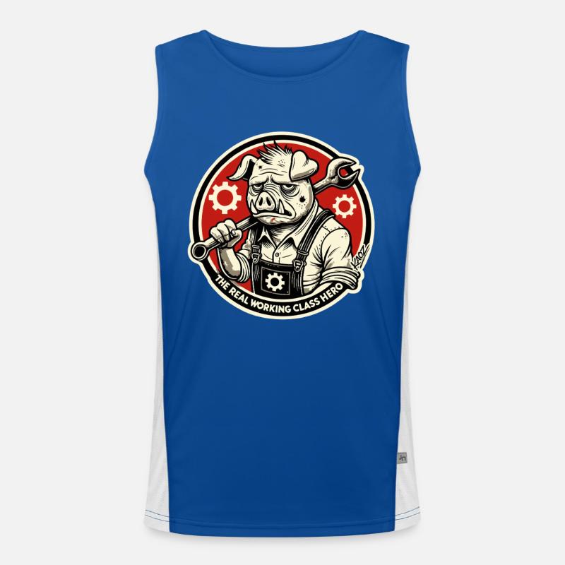 Real Working Class Hero Pig Men's Functional Contrast Tank Top 