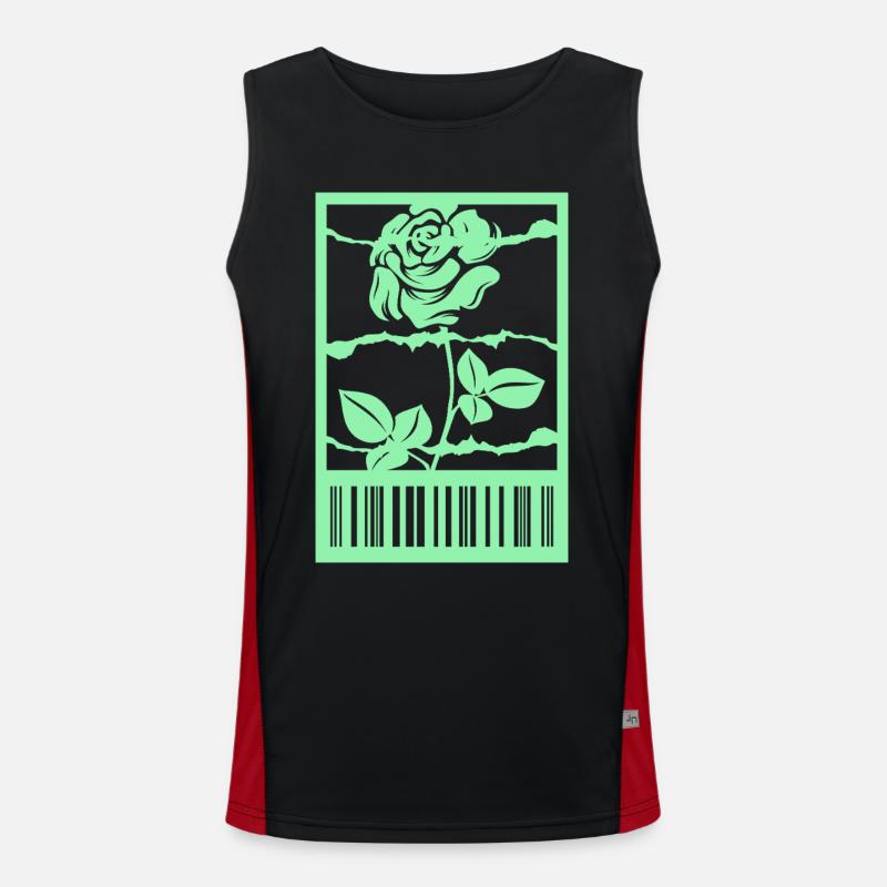 Gothic Rose Stacheldraht Strichcode Urban Style Funktionelles Kontrast-Tank Top für Männer 