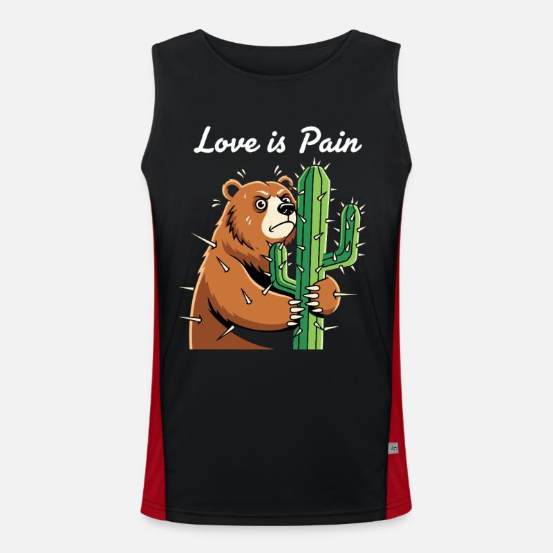 Bear hugging cactus pain - Men's Functional Contrast Tank Top  - black/red
