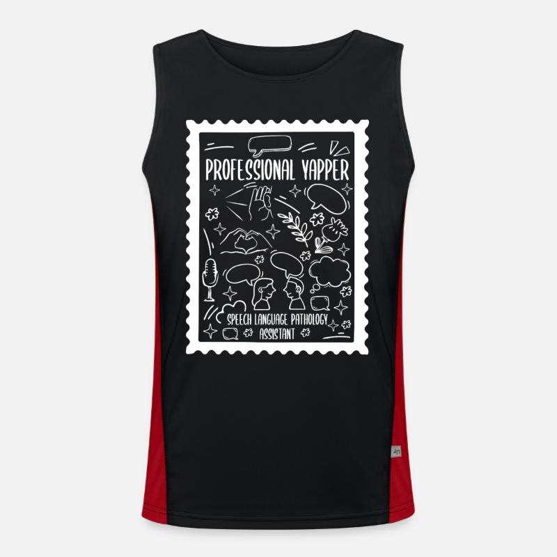 Professional Yapper Speech Language SLP - Men's Functional Contrast Tank Top  - black/red