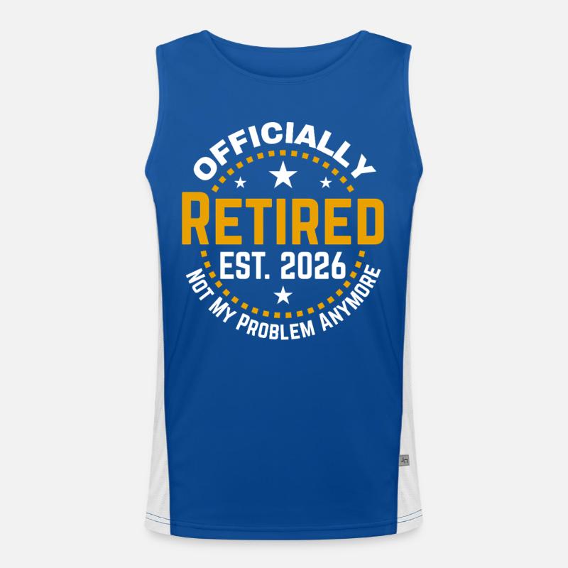 Funny Retired 2026 OFFICIALLY RETIRED 2026 Débardeur respirant contrasté Homme 