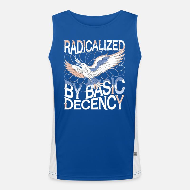 Radicalized by Basic Decency Statement Kunst Funktionelles Kontrast-Tank Top für Männer 