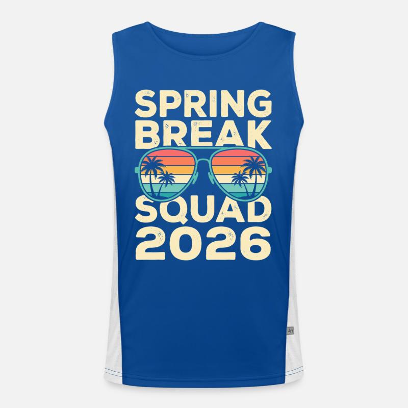 Spring Break Squad 2026 Retro Palmen Design Funktionelles Kontrast-Tank Top für Männer 