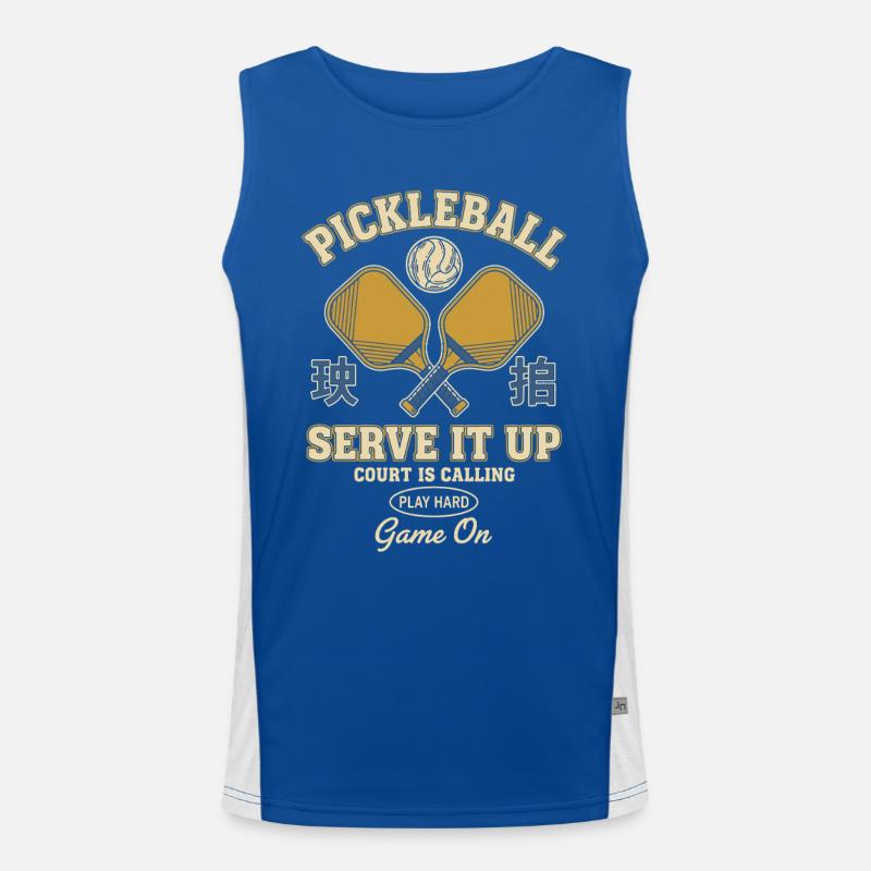 Pickleball Serve It Up Funny Player Game On Men's Functional Contrast Tank Top 