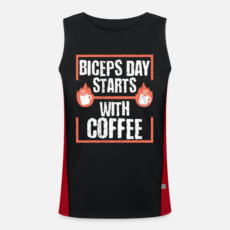 Biceps Bicep Training Bodybuilder Gym - Men's Functional Contrast Tank Top - black/red