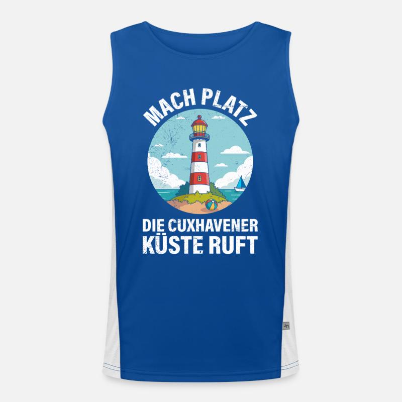 Nordsee Urlaub MACH PLATZ CUXHAVENER KÜSTE RUFT Funktionelles Kontrast-Tank Top für Männer 