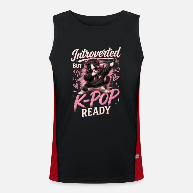 Introverted But K Pop Ready - Men's Functional Contrast Tank Top  - black/red