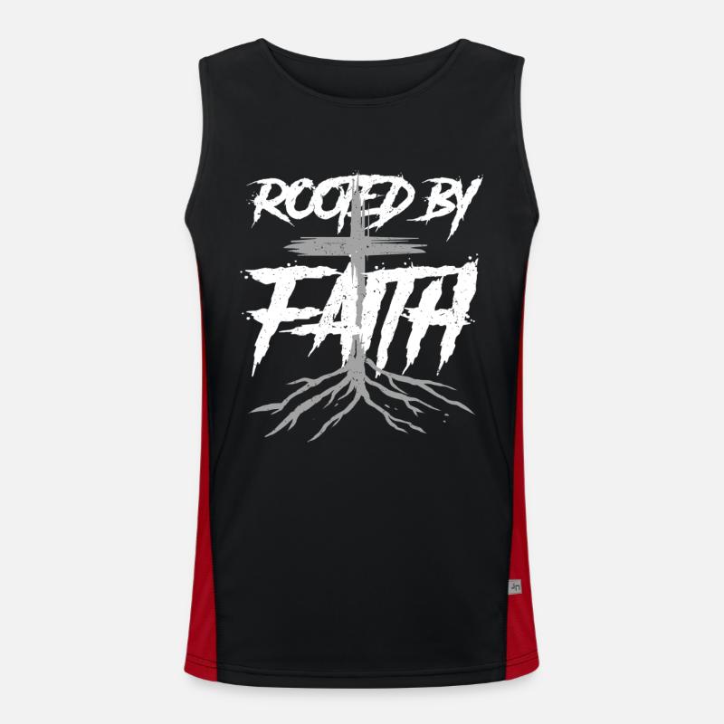 Scribble Doodle-tegning rodfæstet af tro - Funktionel kontrast tanktop til herrer  - sort/rød