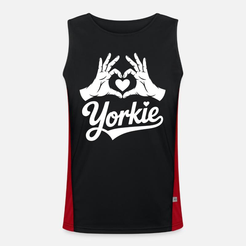 Yorkie Heart Hands - Men's Functional Contrast Tank Top  - black/red