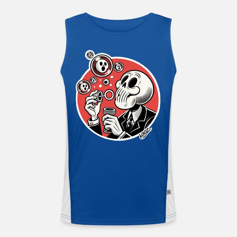 Skeleton Bubble Blower Illustration Men's Functional Contrast Tank Top 