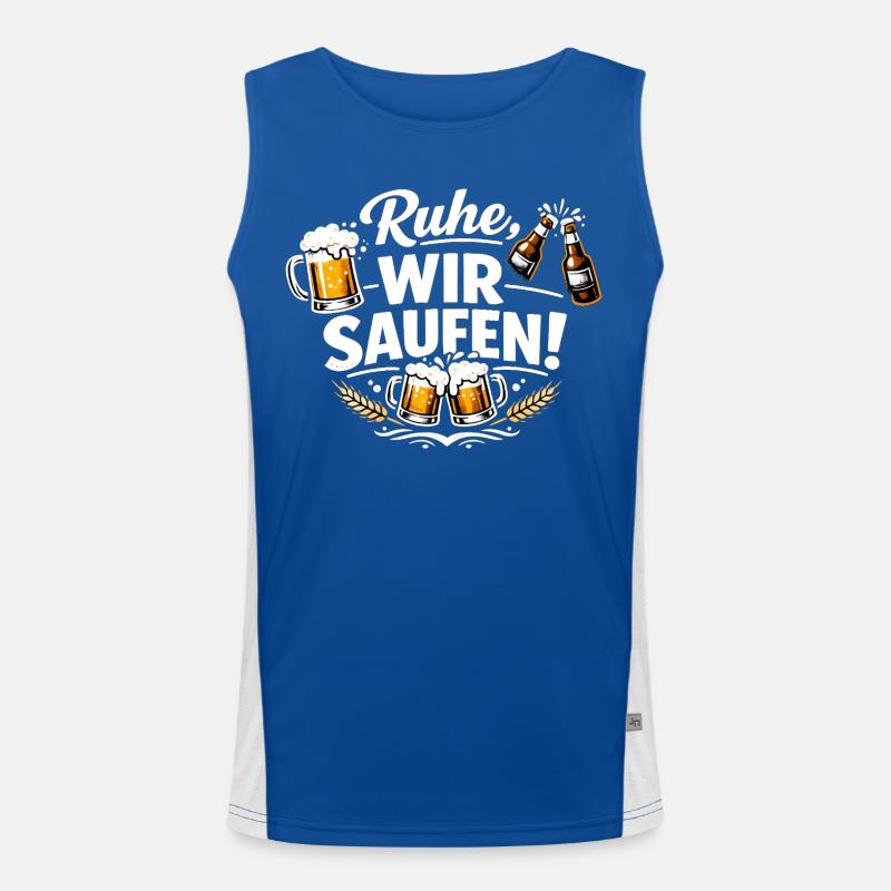 Lustiger Bier Spruch Ruhe wir saufen Funktionelles Kontrast-Tank Top für Männer 