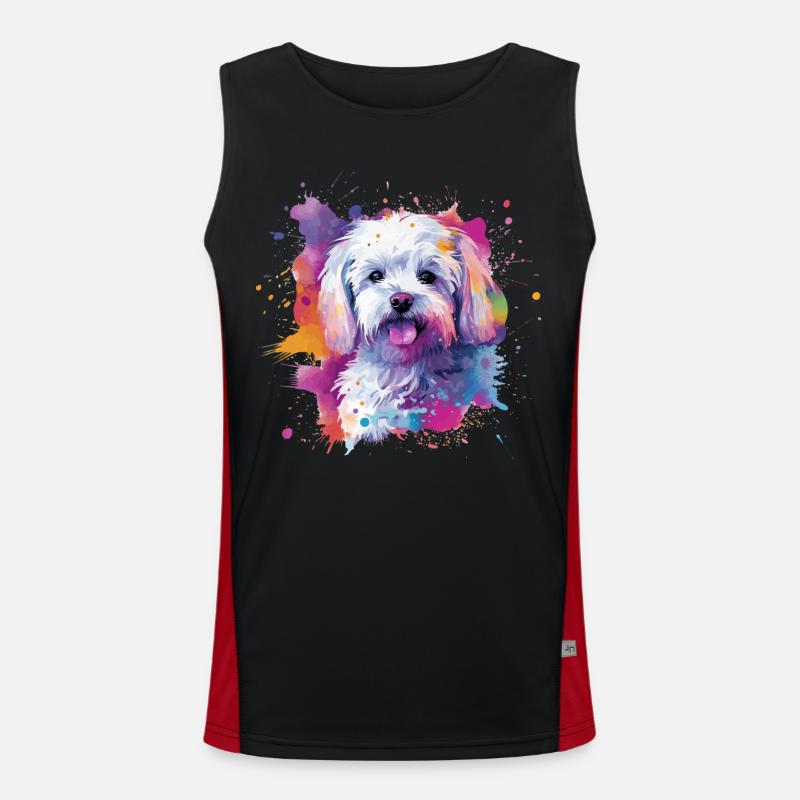 Maltesische bunte Hunde-Splash-Kunst Funktionelles Kontrast-Tank Top für Männer 