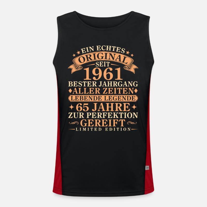 Echtes Original seit 1961 – 65. Geburtstag Funktionelles Kontrast-Tank Top für Männer 