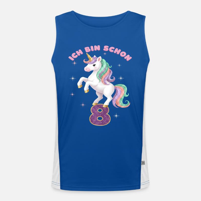 8. Geburtstag Einhorn Mädchen Ich bin schon 8 Funktionelles Kontrast-Tank Top für Männer 