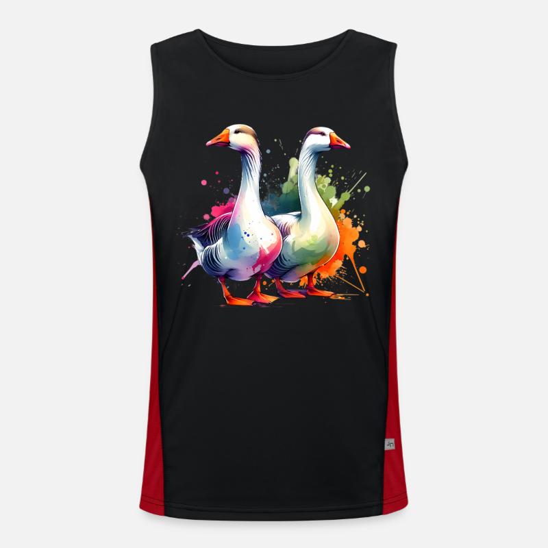 Emdengans Embden Goose - Men's Functional Contrast Tank Top - black/red