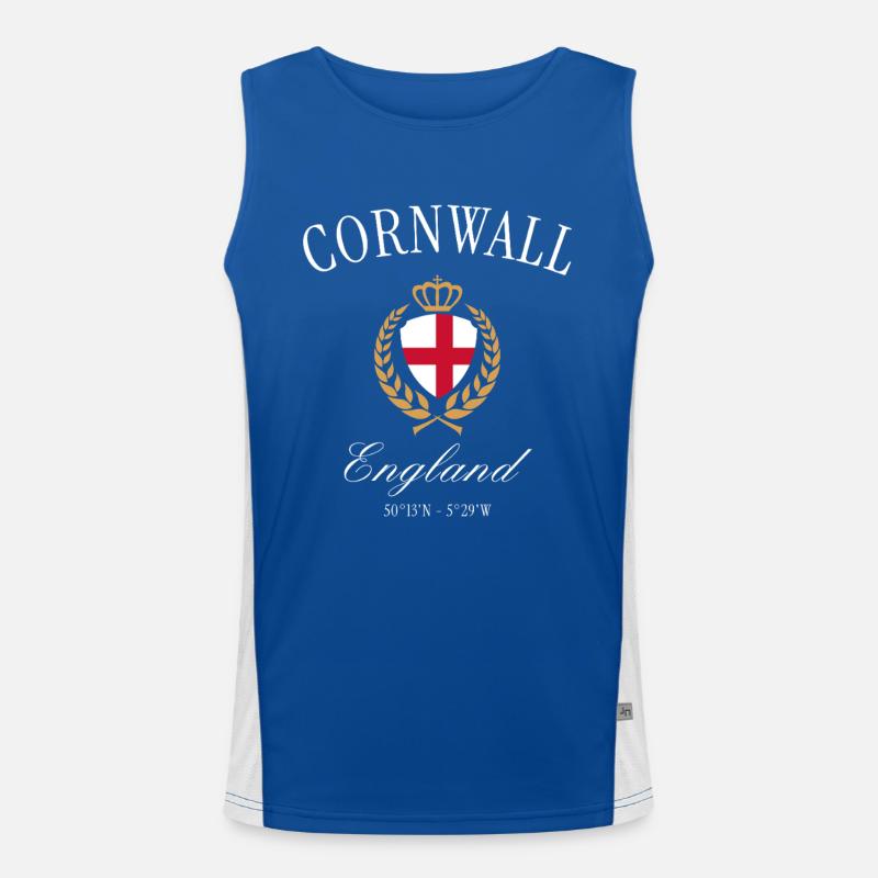 Cornwall England Wappen Krone – Reise Souvenir Funktionelles Kontrast-Tank Top für Männer 
