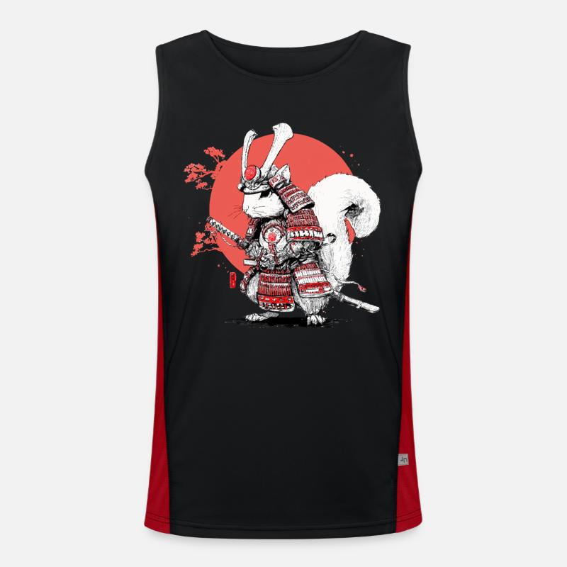 Squirrel Samurai in Red Circle - Men's Functional Contrast Tank Top  - black/red