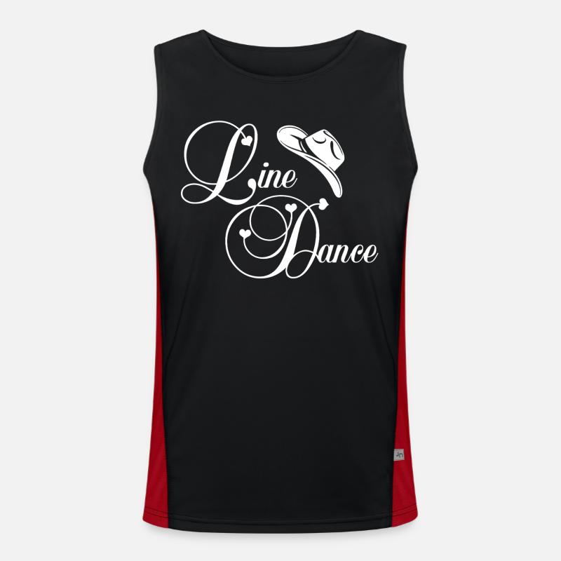 Line Dance Script Logo - Men's Functional Contrast Tank Top  - black/red