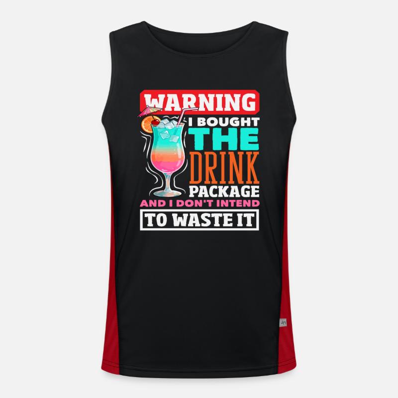 Drink Package Warning Alcohol Cruise - Men's Functional Contrast Tank Top  - black/red