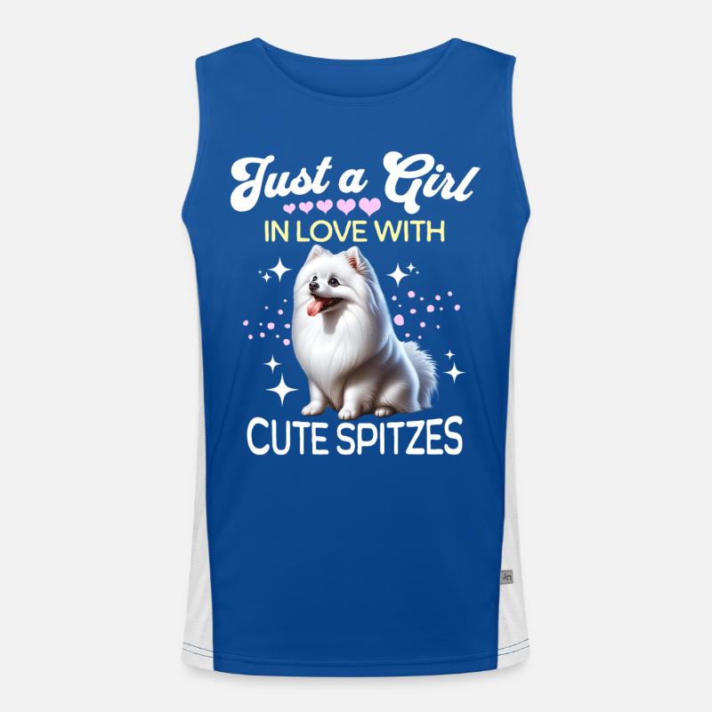 Spitz Pomeranian Girl Men's Functional Contrast Tank Top 