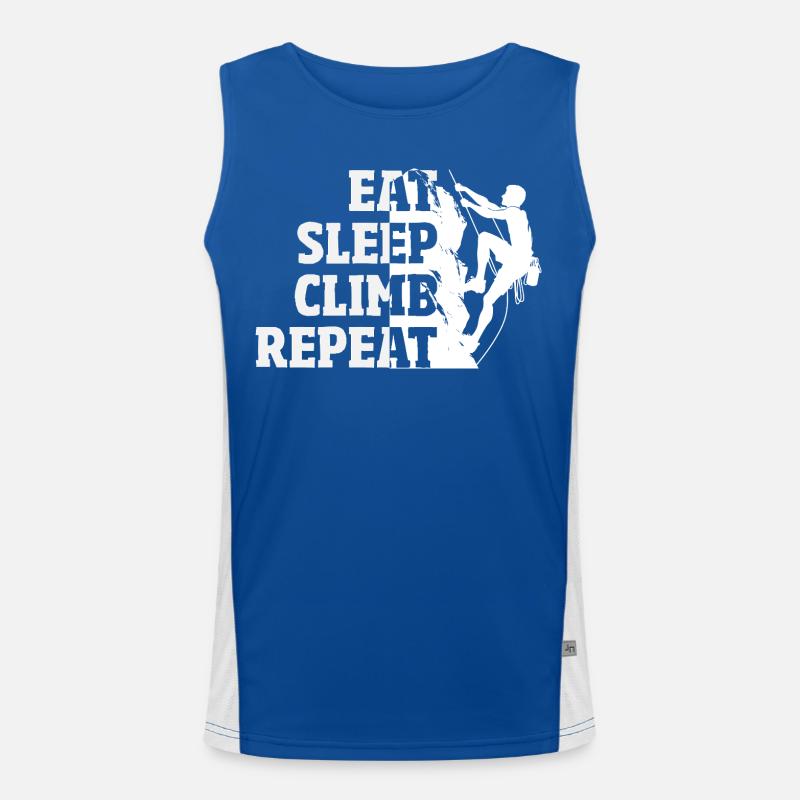 Eat Sleep Climb Repeat Klettern Spruch Funktionelles Kontrast-Tank Top für Männer 