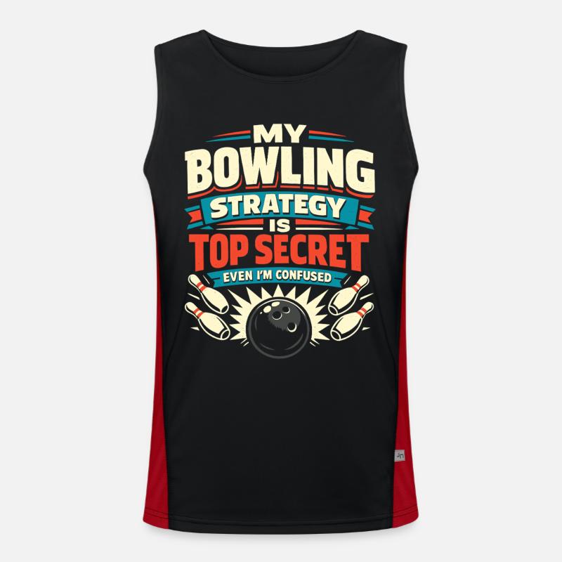 Bowling Strategy - Men's Functional Contrast Tank Top  - black/red
