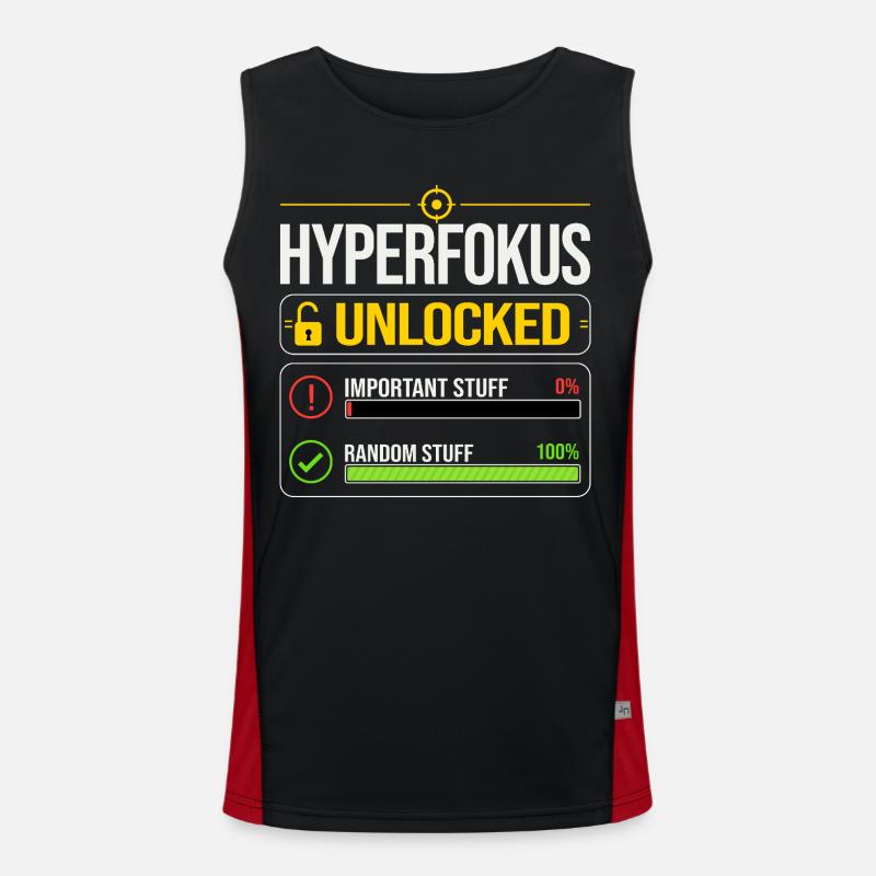 Hyperfocus Unlocked Gaming ADHD - Men's Functional Contrast Tank Top  - black/red