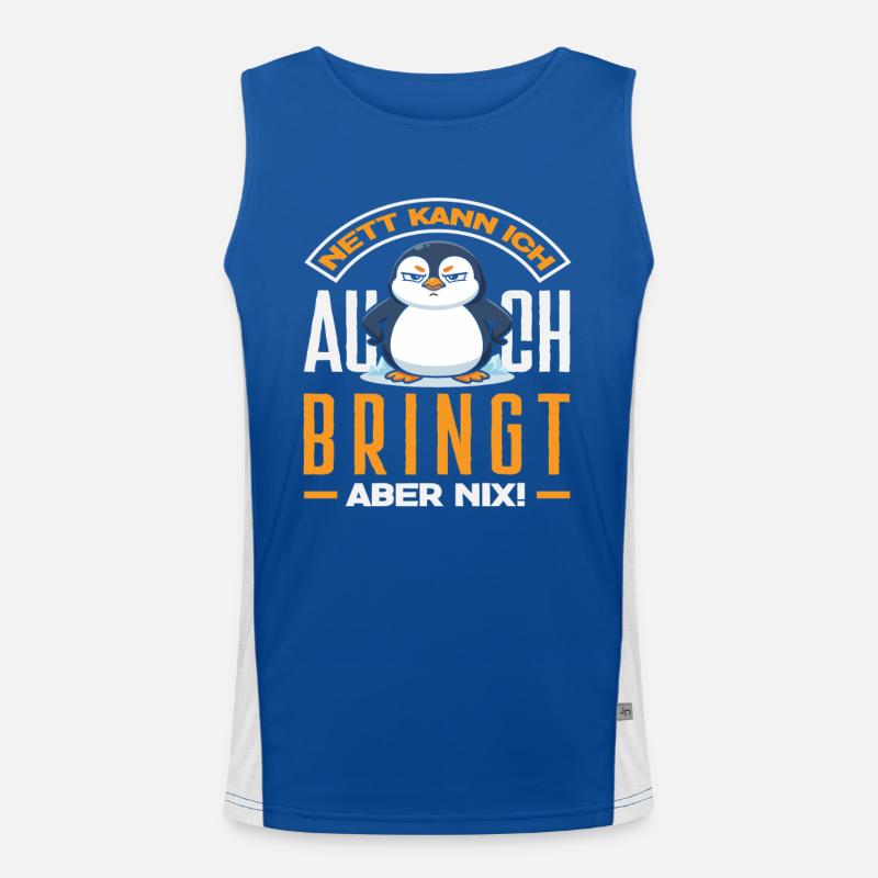 Nett kann ich auch bringt aber nix Pinguin Funktionelles Kontrast-Tank Top für Männer 