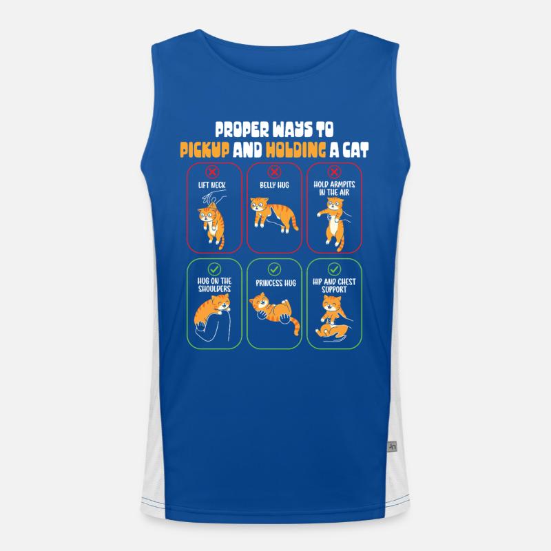 Funny Cat Owner Proper Ways To Hold Kitten Men's Functional Contrast Tank Top 