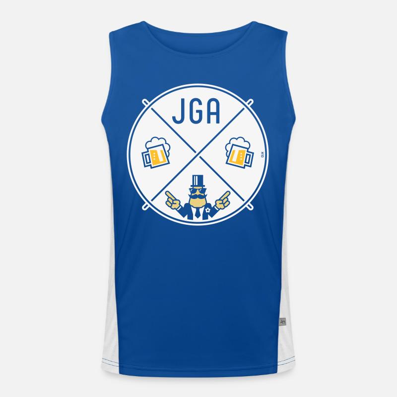 Bachelor Party Groom Hand Sign Beer Circle Symbol NEG 3C Men's Functional Contrast Tank Top 