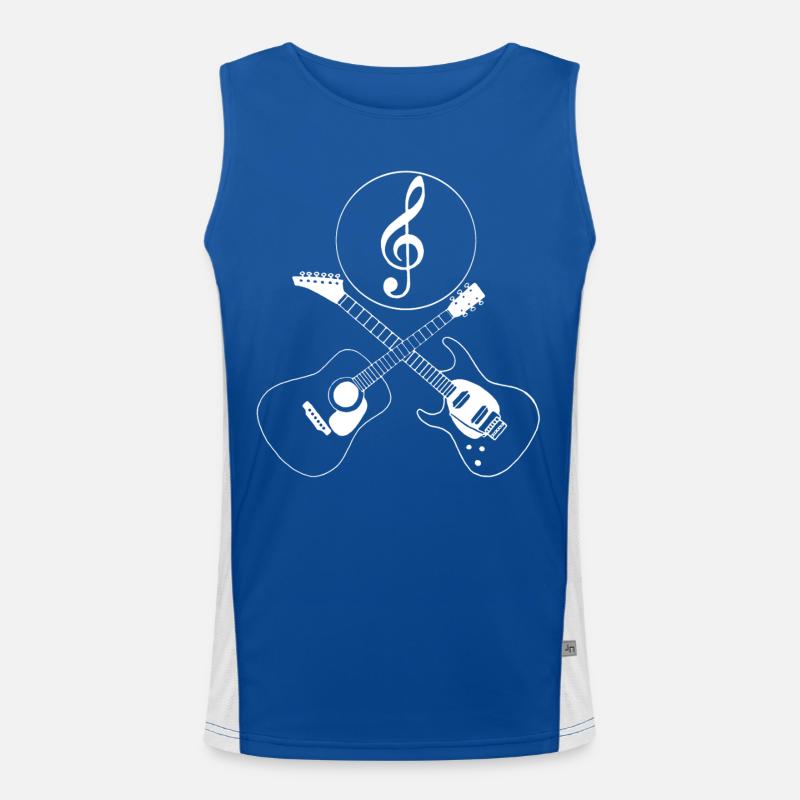 Crossover guitars and treble clef Men's Functional Contrast Tank Top 