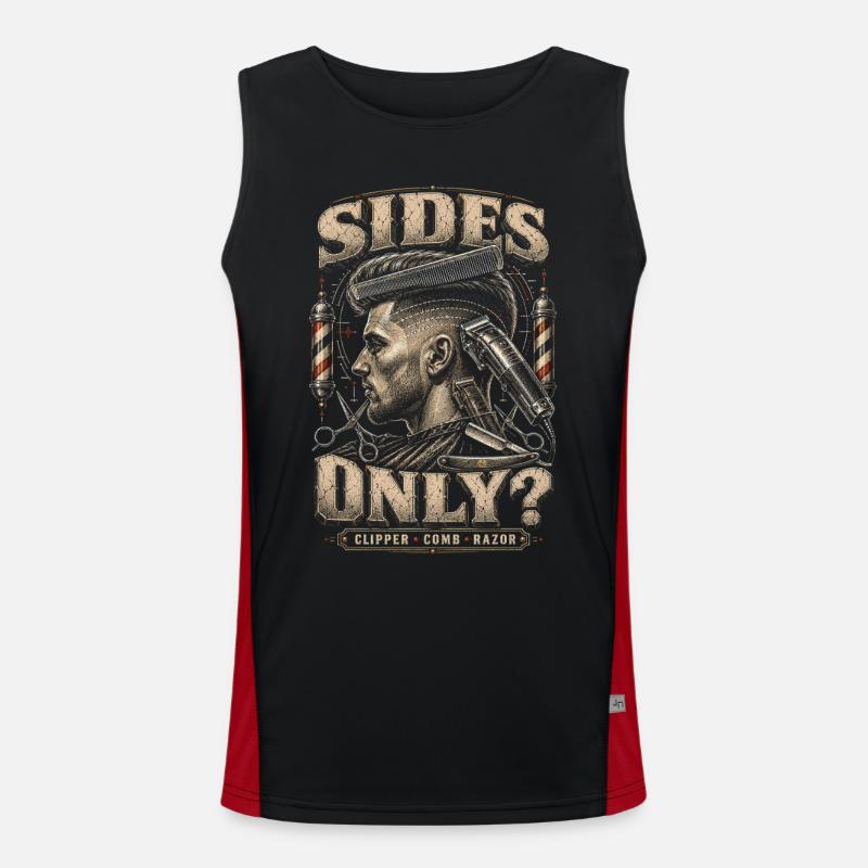 Barber Barbier Sides Only? - Men's Functional Contrast Tank Top  - black/red