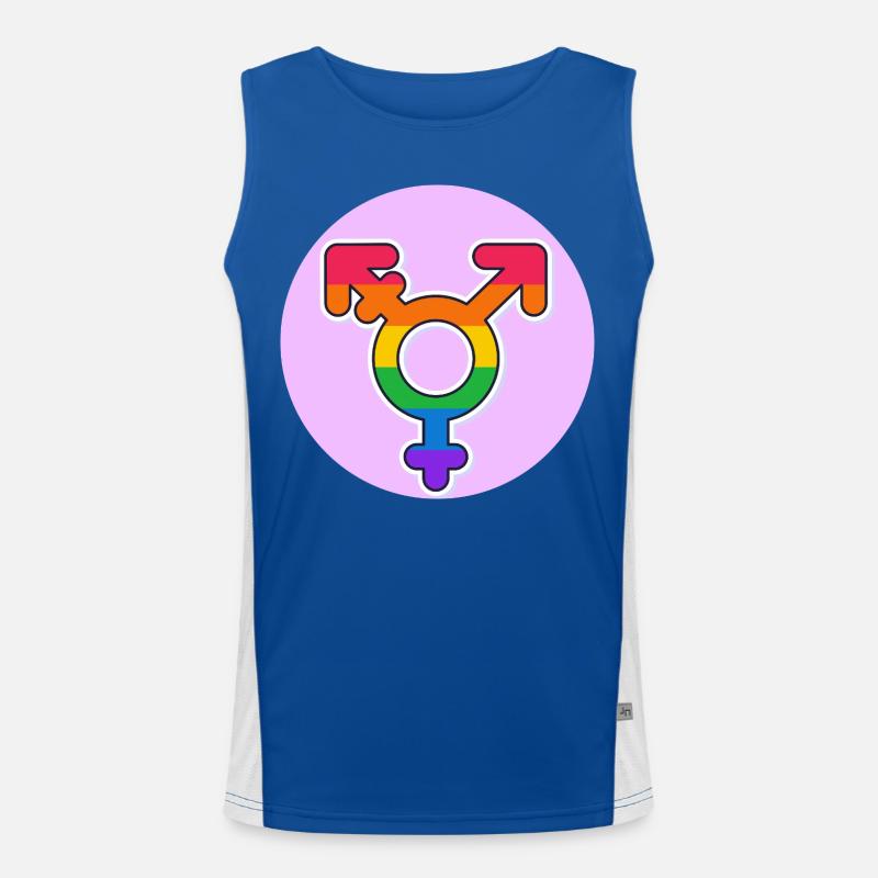 Transgender Pride Rainbow Symbol Men's Functional Contrast Tank Top 