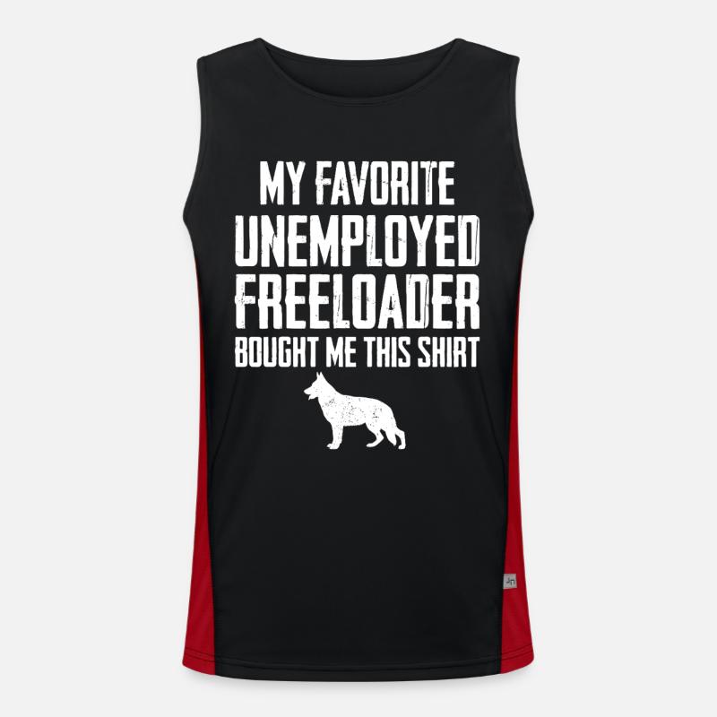 Funny German Shepherd Freeloader - Men's Functional Contrast Tank Top - black/red