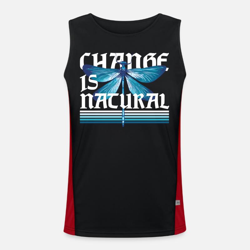 Dragonfly Dragonflies Change Is Natural - Men's Functional Contrast Tank Top  - black/red