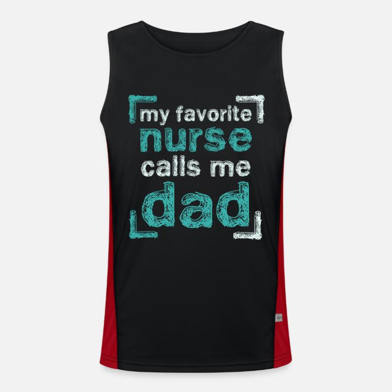 Stolzer Papa einer Krankenschwester Funktionelles Kontrast-Tank Top für Männer 
