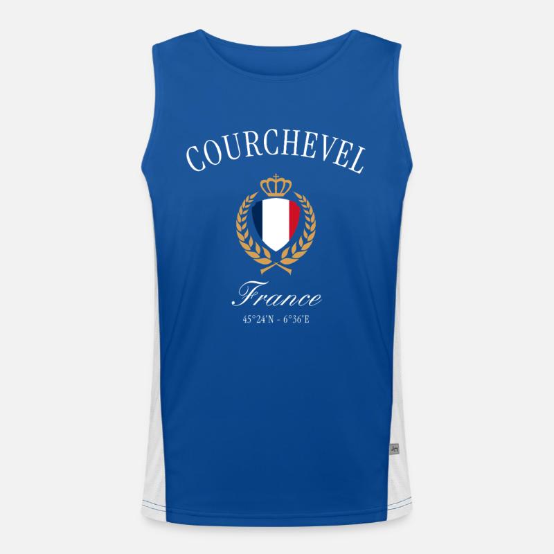 Courchevel Frankreich Wappen Krone Reise Souvenir Funktionelles Kontrast-Tank Top für Männer 