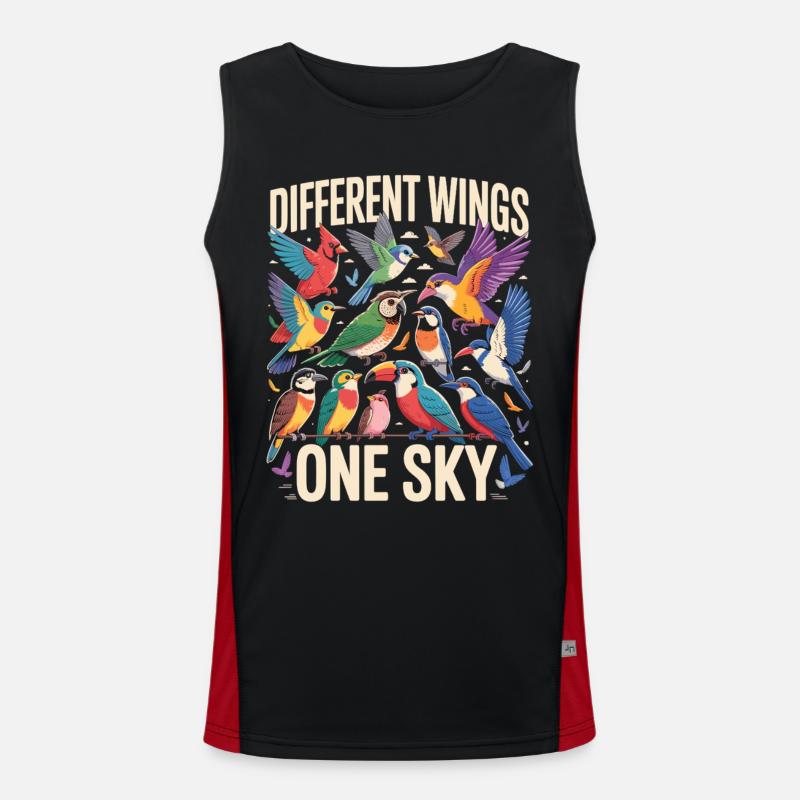 Different Wings One Sky Bird - Men's Functional Contrast Tank Top  - black/red