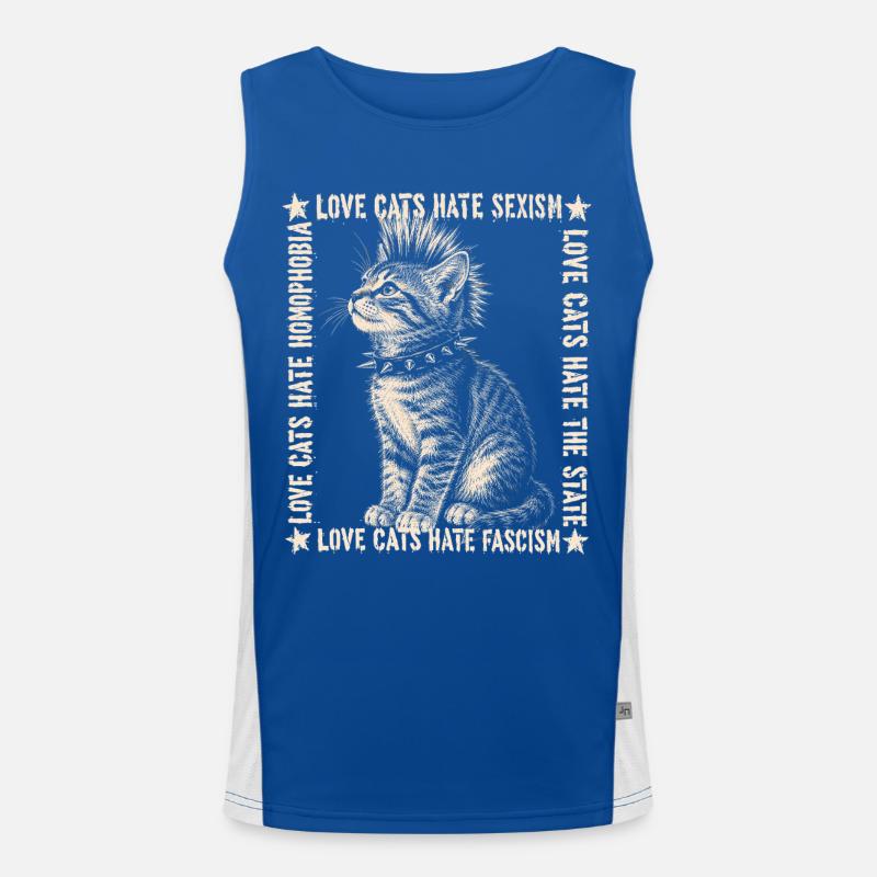 Punk Katze Love Cats Statement Shirt Funktionelles Kontrast-Tank Top für Männer 